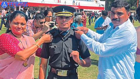 Aakash Kakad, who joined national service as a lieutenant, along with his family.