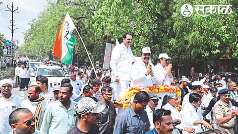 Opposition leader Ajit Pawar, state president Jayant Patil, MLA Anil Patil etc. participated in the NCP road show