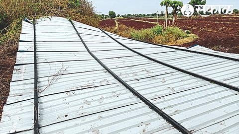 Blown roof of gym at Komalwadi.