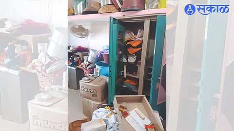 Iron cupboards broken by unknown thieves and household items in disarray