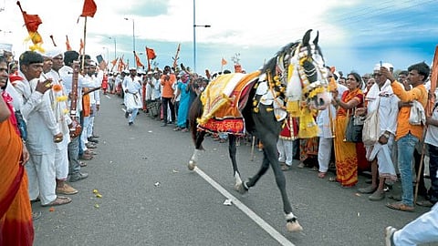 ashadi wari 2023 Bhandishegaon wari ringan warkari entry today in pandharpur