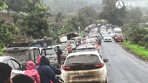 Queue of vehicles