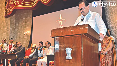 Anil Patil taking oath as Minister.