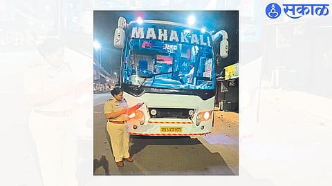 Ongoing inspection of private buses in a special drive by Regional Transport Office.
