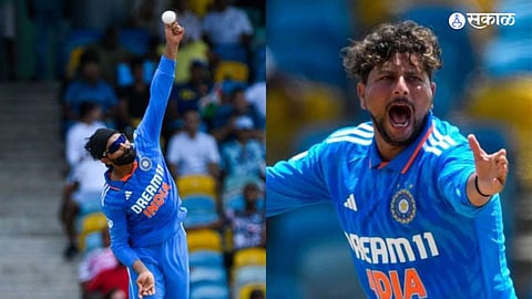 Ravindra Jadeja and Kuldeep Yadav became the first pair to pick 7 wickets in in inning against WI