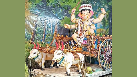 Konkan Ganeshotsav Ganpati Decoration Bullockcart Farmer Bappa