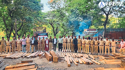Illegal logging caught by forest department.