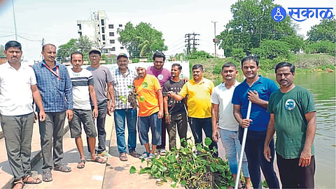 Officials of the municipality and the wildlife agency along with the water leaf removed