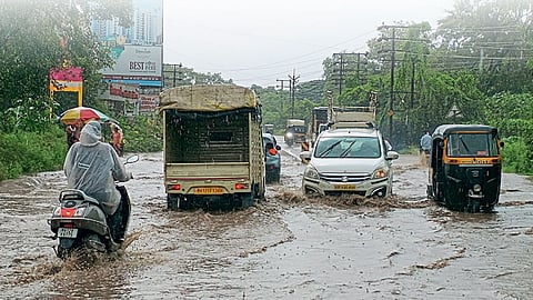water on road in pune