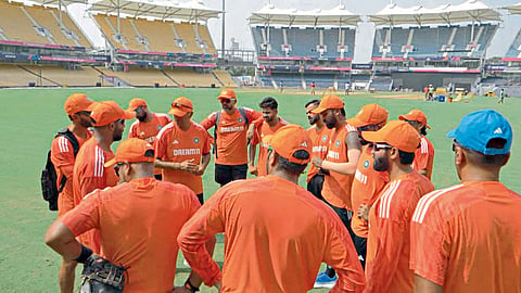 Indian team practice for first match in Chennai ODI World Cup cricket