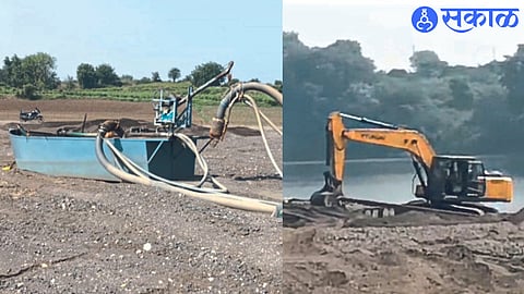 Sub-Divisional Officer Pramod Bhamre, Tehsildar Dnyaneshwar Sapkale, Circle Officer Rohidas Koli, Circle Officer Monika Dhangar etc. Pokalen destroys the sand bank after the news was published in 'Sakal' on Saturday. In the last photograph, the boat seized by the revenue department.