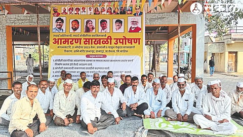 Community members participating in chain hunger strike on Tuesday to defend OBC reservation