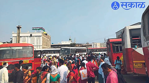Diwali return journey crowd at the new bus station here.