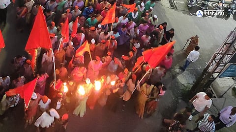 for maratha reservation mashal march in katraj in support of manoj jarange patil