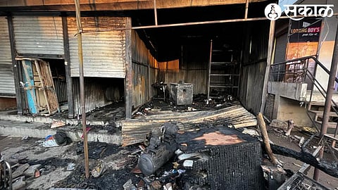 Three shops near the sixty foot road behind the bus stand in the city were gutted in the fire that broke out this afternoon.