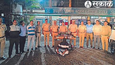 Insurgents detained during combing operation in circle two. In the second photo, the illegal liquor stock and the suspect were seized in the suburbs.
