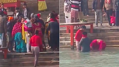 woman drowns 5 year old boy with blood cancer in ganga river died watch viral video