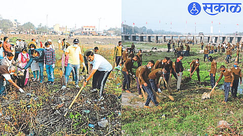 During garbage collection in Panzra river on Sunday
