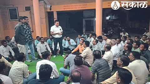 Village farmers attending a meeting held at the Venkatesh Shriram Temple.