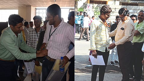 Jalgaon Officer inspecting student at 12th examination center.