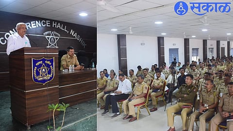 Sambhaji Patil during the workshop organized regarding the upcoming Lok Sabha elections. Along with Deputy Commissioner of Police Prashant Bachhav, Kiran Kumar Chavan. In another photo, the police officer, Ammaldar, present for the workshop.
