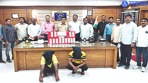 Superintendent of Police Shrikant Dhiware, 'LCB' Police Inspector Dattatray Shinde and team along with suspects arrested by the local crime branch.
