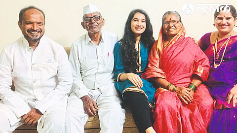 Vedika Terle with her parents and grandparents.