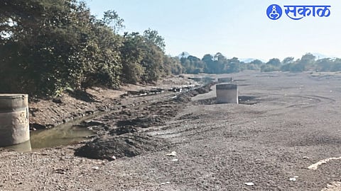 The dried up river bed of the mill that supplies water to Kalwan city.