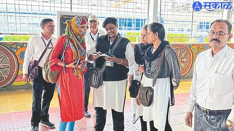 A team during ticket checking at the railway station.