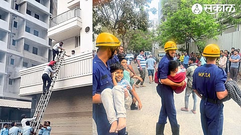 Demonstrations going on during the mock drill at Govind Nagar.