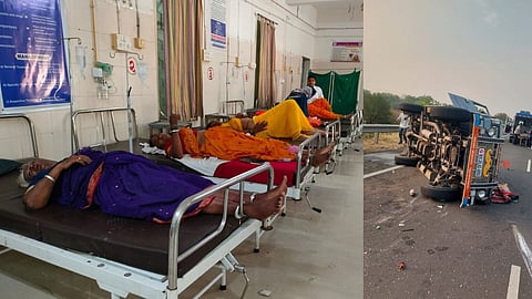 10 devotee injured in accident dhule solapur national highway