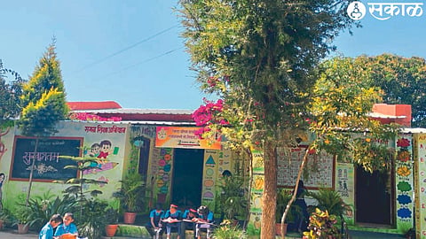 The beautifully painted Zilla Parishad Primary School here