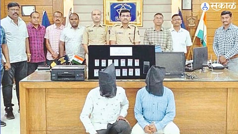 Police officers and team present during the inspection of seized material in case of fake voter card.