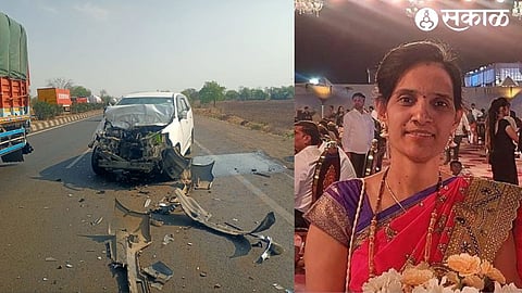 The car of the Nerkar family, which was coming from Zodge Ujjain for Devdarshan, was crushed in a terrible accident.