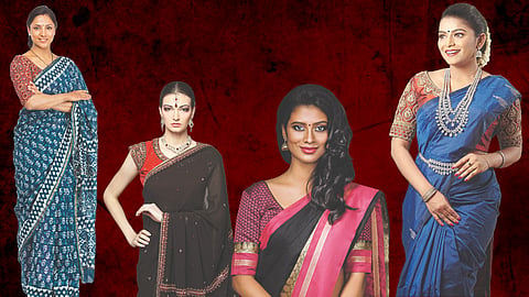 mix and match saree blouse outfit