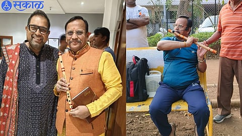 Flutist Sunil Bachhav along with famous singer Shankar Mahadevan.