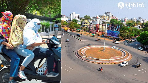 Shukshukat at Akashvani Chowk on Monday afternoon & scarves tied by young women to protect from the sun.