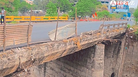 Patra protection rock on Nasardi bridge blown away by rain.