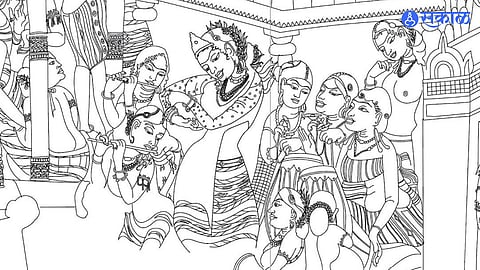 references to fact creation of caves sculptures and paintings at Ajanta during Vakataka Satavahana Harishena