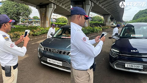 City Traffic Police conducting online penal action through e-challan on vehicles with government number plates affixed on private vehicles.