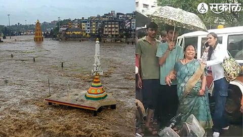 Mother and family breaking tahoe after seeing blind boy washed away in Godavari river bed.