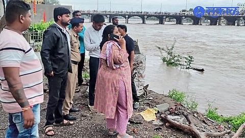 Amita Dagde-Patil and colleagues present at the flood spot to control the situation