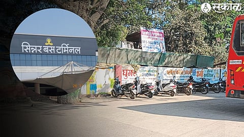 Unauthorizedly parked bikes at sinnar bus stand.