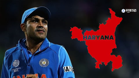 Virender Sehwag campaigning for Congress' Anirudh Choudhary in Haryana's Tosham constituency