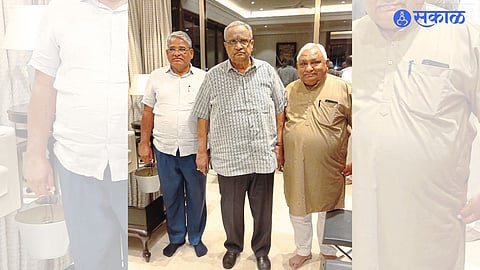MLA Amarishbhai Patel, BJP expatriate leader Deepak Desai congratulating Kashiram Pavara on getting the nomination