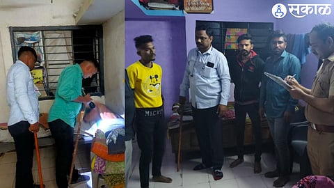 Police searching houses of on-record criminals during a combing operation in Circle Two. In the second photo, the police are interrogating criminals.