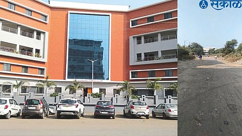The closed disabled center in the first photograph. The second photo shows the road awaiting completion.