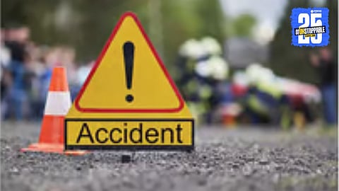Scene of the tragic bike accident in Solapur where a young man lost his life after hitting the divider.
