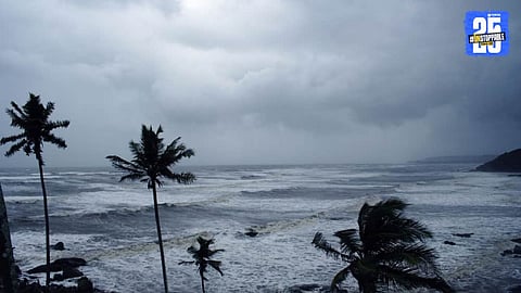 Heavy monsoon clouds hovering over Goa’s border area, signaling the onset of rain across Konkan and parts of Maharashtra.
