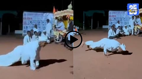 A viral moment showing an elderly Marathi man performing a powerful gym move in front of a trainer — astonishing viewers with his control and balance as his cap stays perfectly in place.